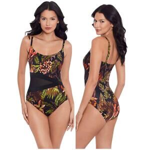 Miraclesuit NWT Lyra One Piece Swimsuit in Botanico Size 8 Underwire Mesh Panel